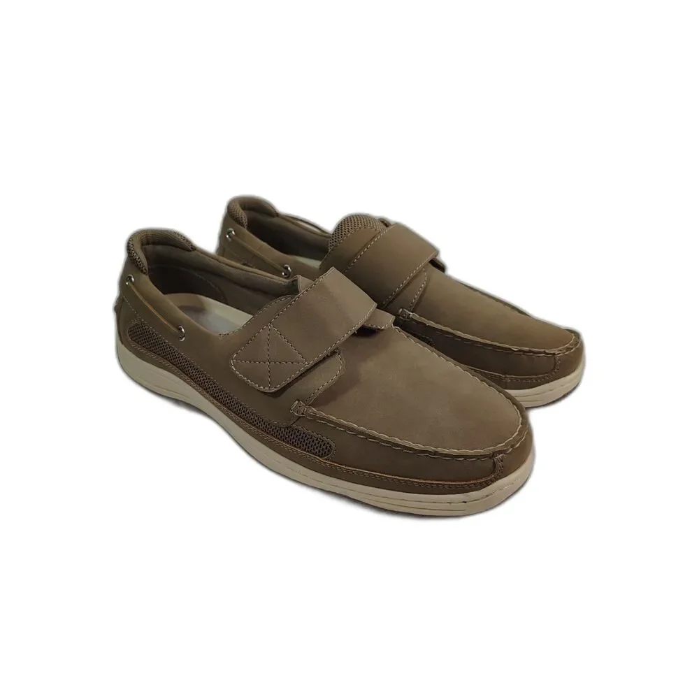 Boca Classics Men's 11W Tan Boat Deck Casual Comfort Shoes Hook Loop